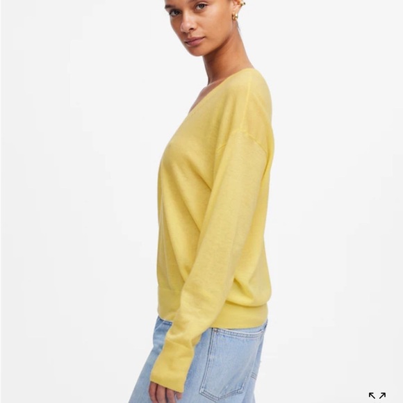 Nwot Madewell iced lemon Cashmere U-Neck Pullover - Picture 2 of 6